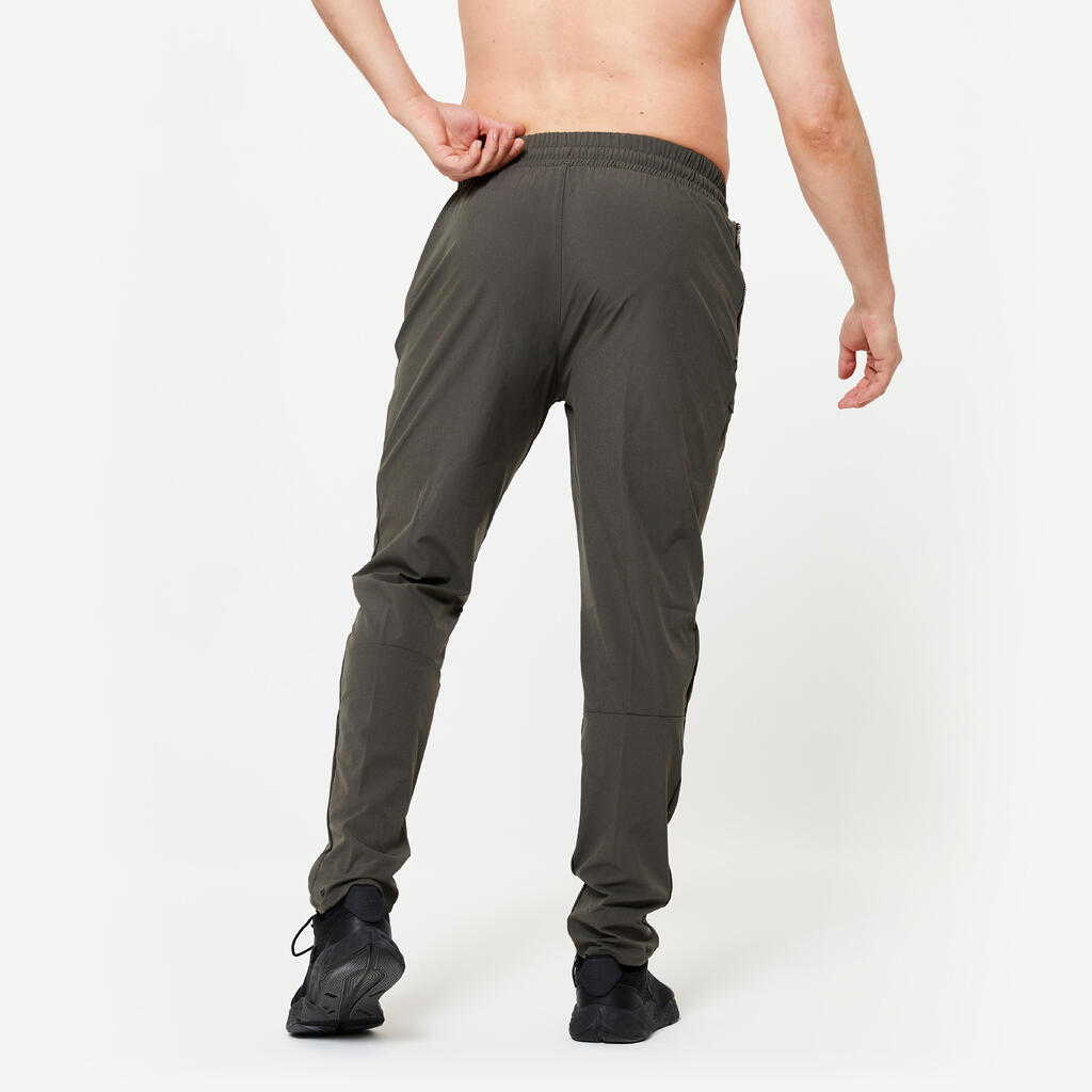 Pánske priedušné nohavice na fitness gaštanovohnedé