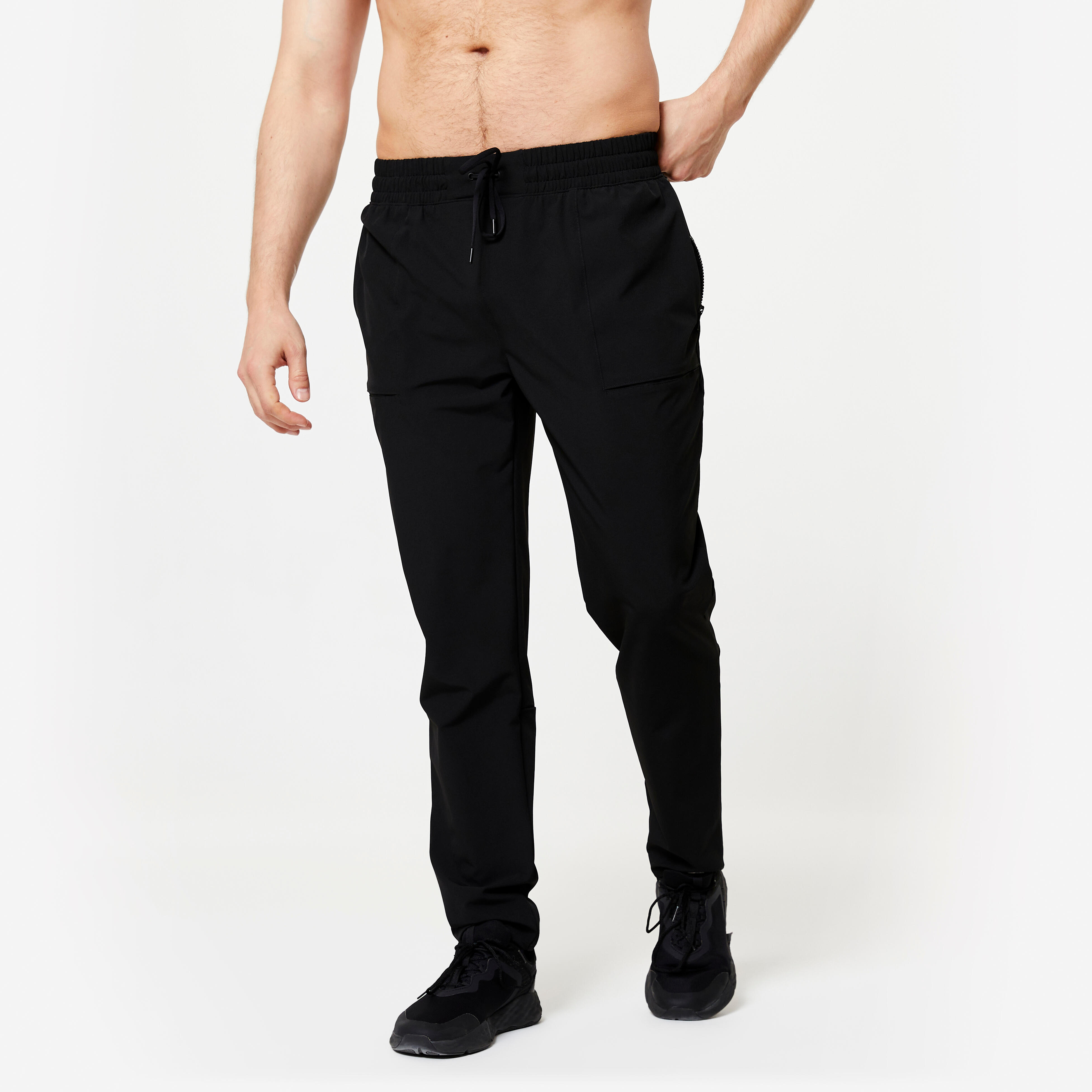 PANTALONI FITNESS TRASPIRANTI DA UOMO - NERO