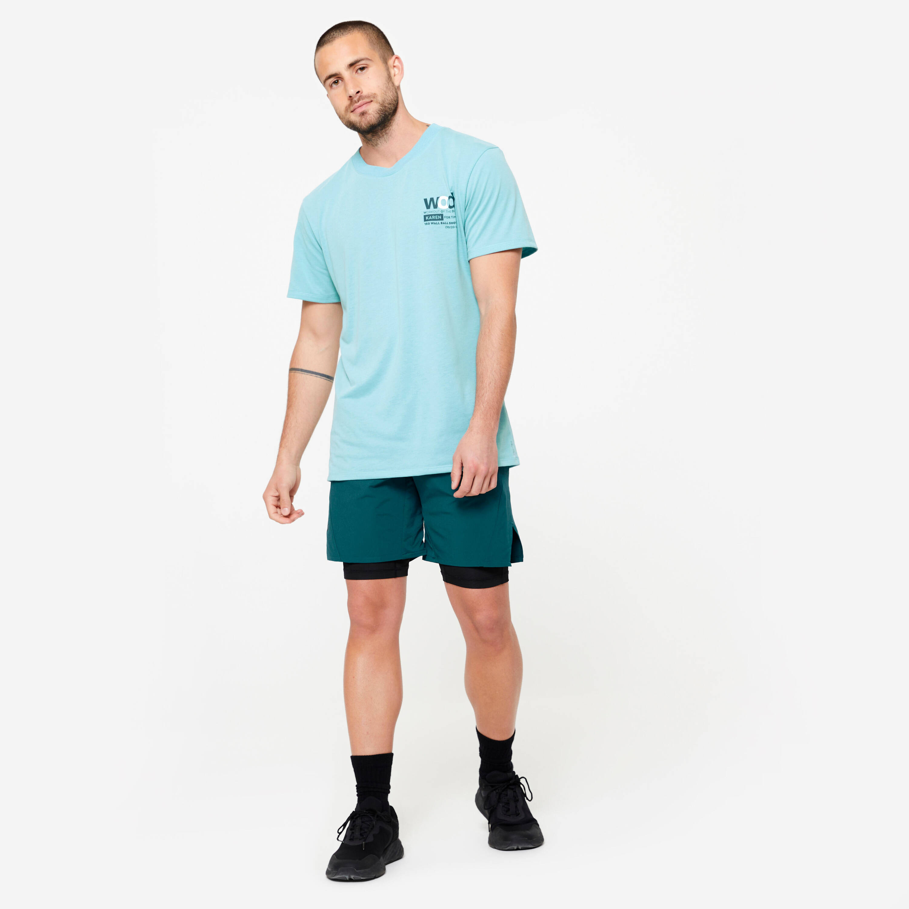 Men's Crew Neck Slim-Fit Breathable T-Shirt - Turquoise -  2