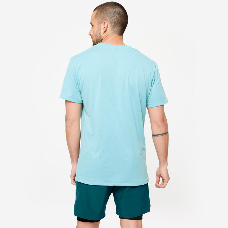 Tee-shirt slim respirant col rond homme, turquoise