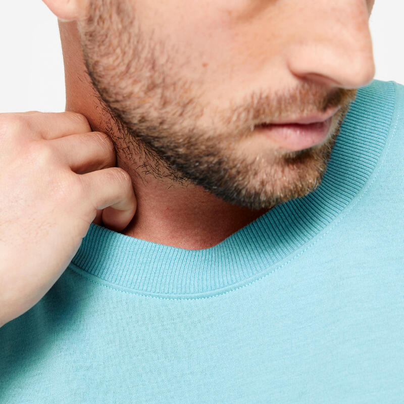 Tee-shirt slim respirant col rond homme, turquoise
