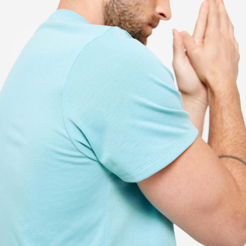 Tee-shirt slim respirant col rond homme, turquoise
