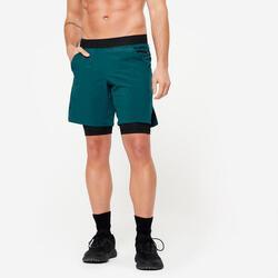 Short de fitness 2 en 1 respirant poche zippée homme, violet