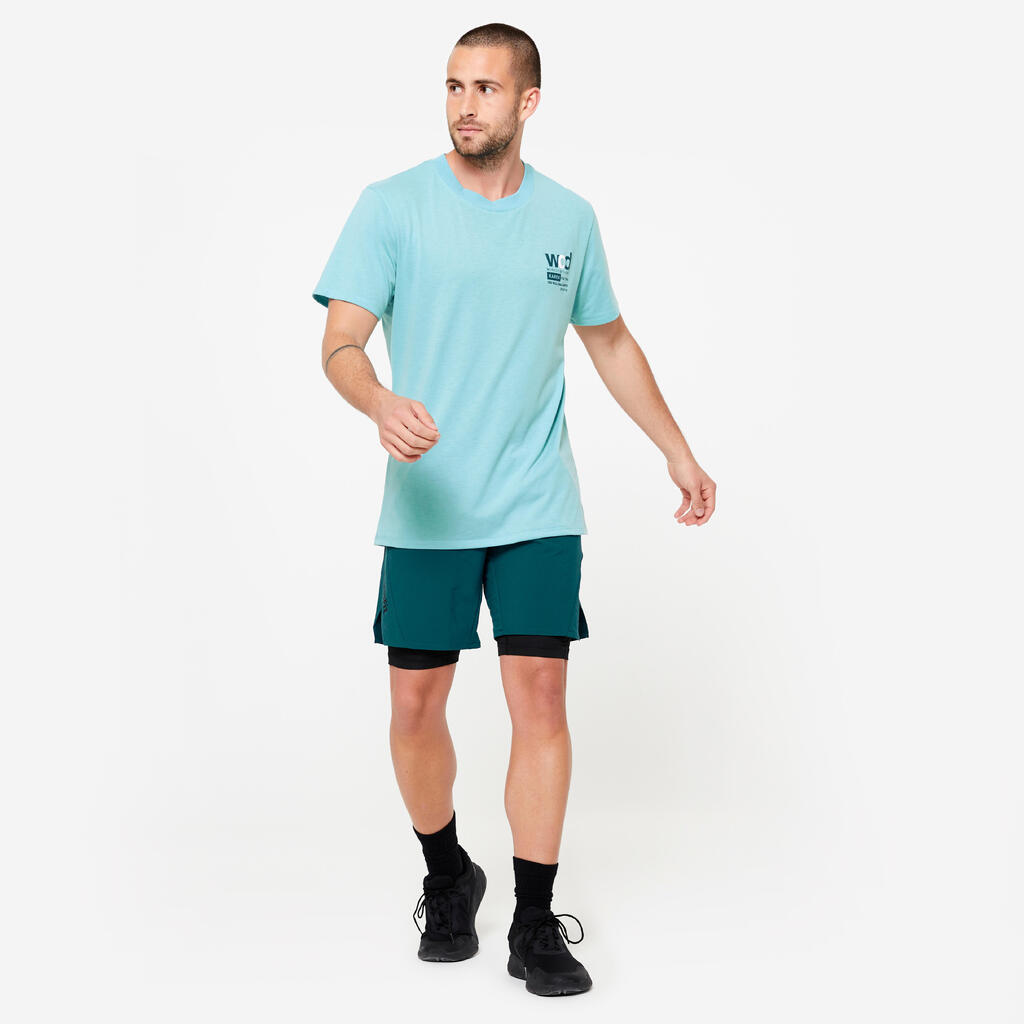 Short respirant 2 en 1 homme, turquoise