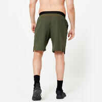 Men's Breathable Performance Cross Training Shorts with Zipped Pockets - Khaki