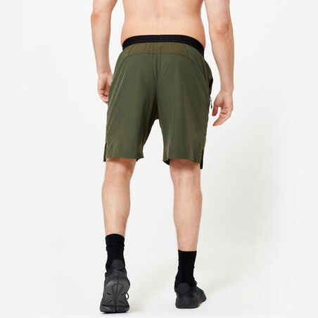 Men's Breathable Performance Cross Training Shorts with Zipped Pockets - Khaki