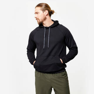 Men's Breathable Essential Fitness Hoodie, Sweatshirt - Black