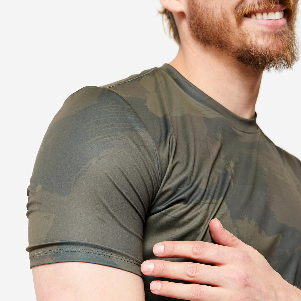 Ljubičasta muška majica kratkih rukava i okruglog izreza za fitnes