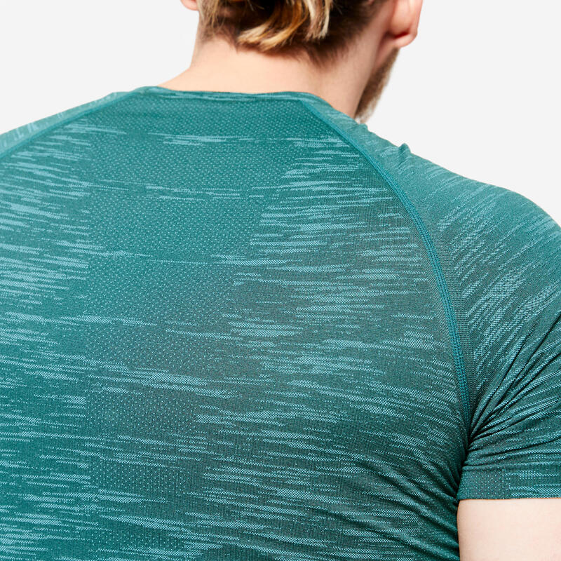 Tee-shirt de compression col rond homme, turquoise