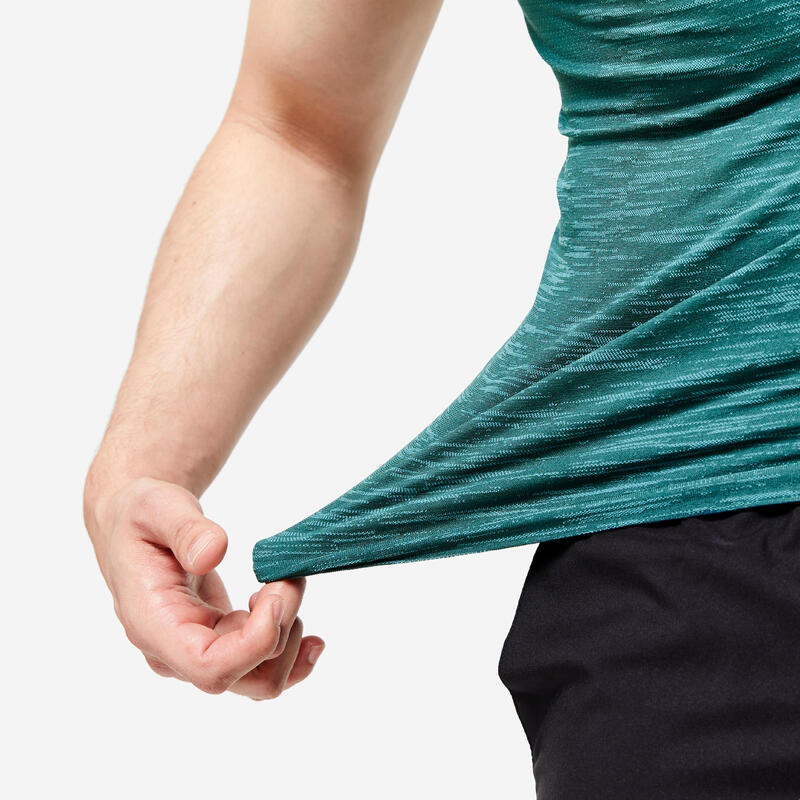 Tee-shirt de compression col rond homme, turquoise