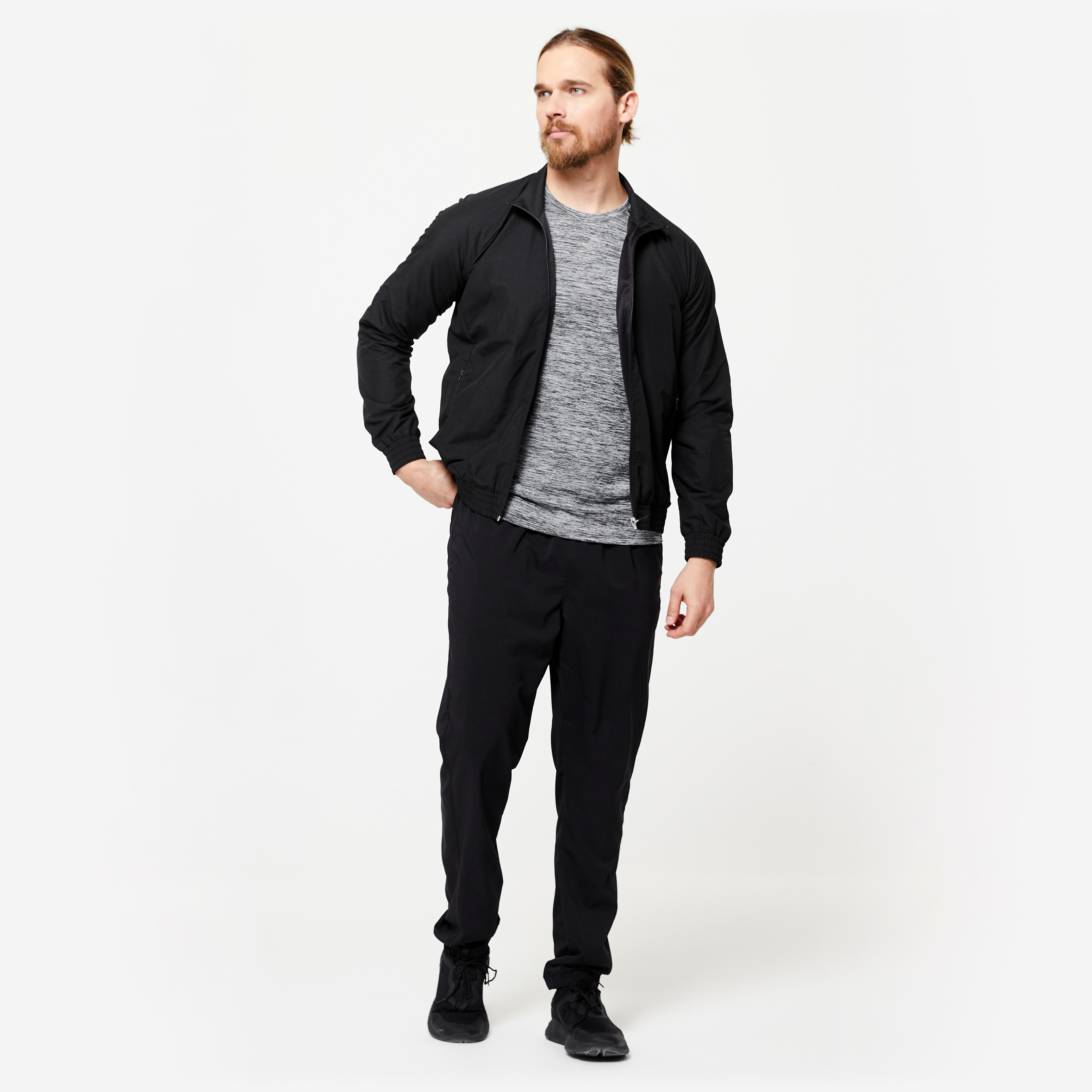 Men’s Fitness Jacket - Black - smoked black - Domyos - Decathlon
