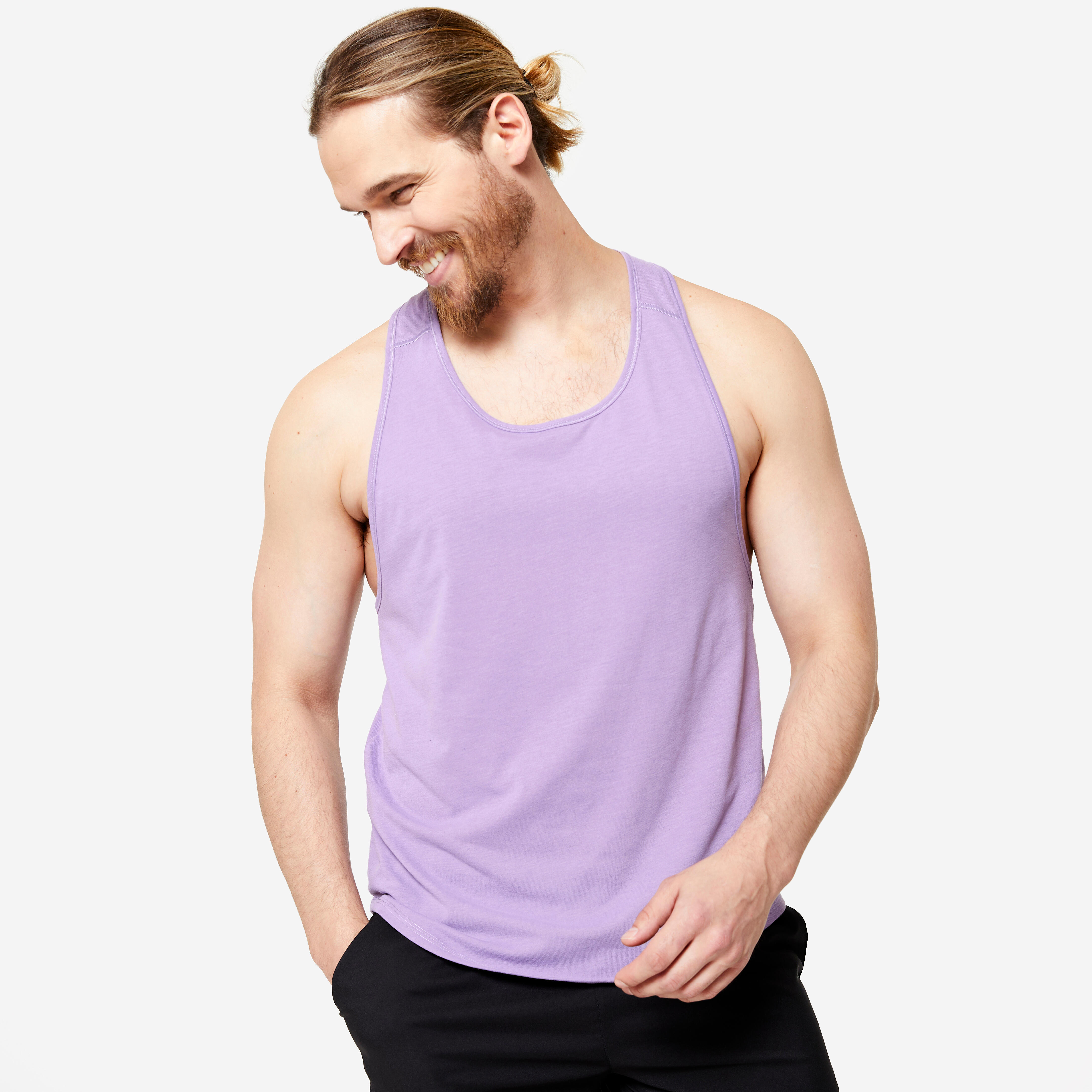 Men s Weight Training Muscle Back Stringer Tank Top Wisteria Purple