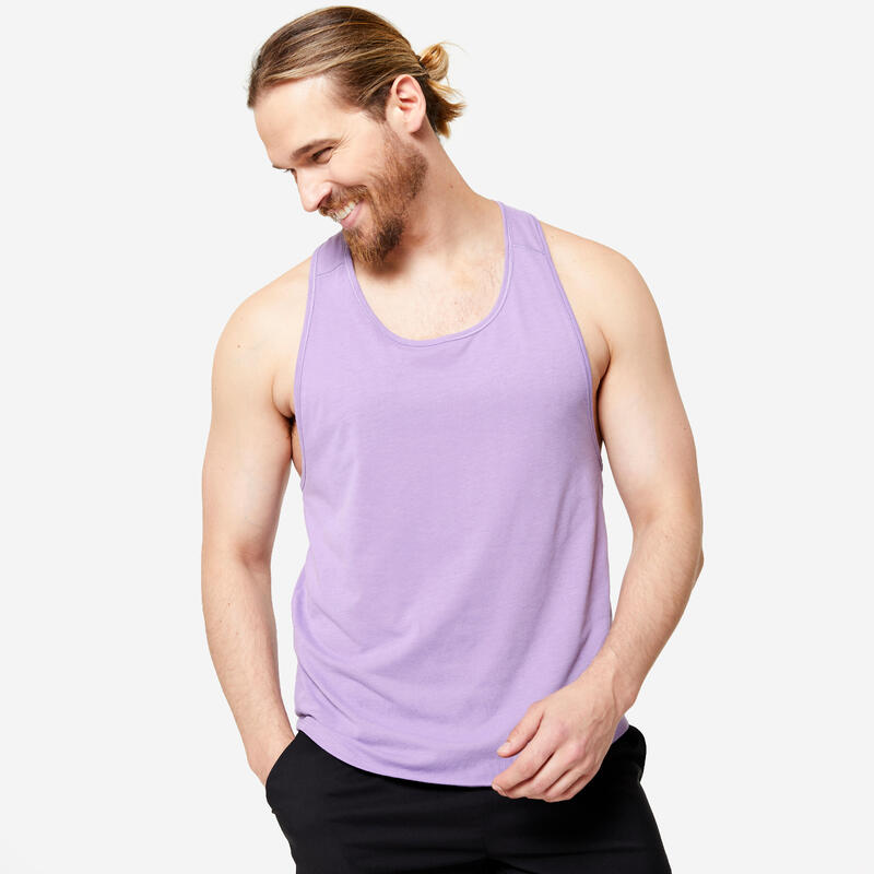 Canotta uomo palestra slim fit traspirante viola