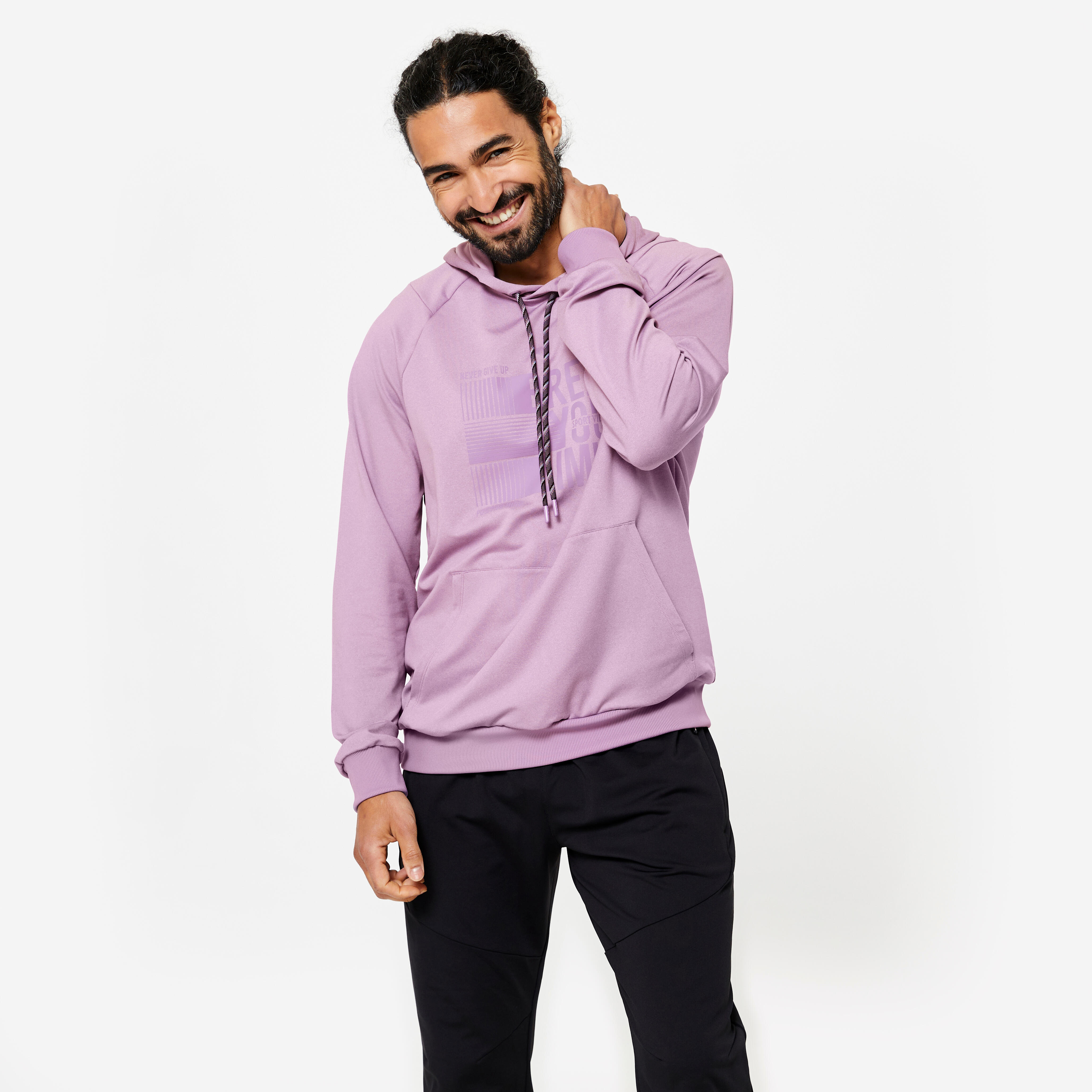 Felpa adulto unisex palestra con cappuccio traspirante lilla DOMYOS Decathlon