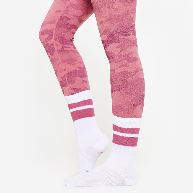 Chaussettes hautes de fitness, homme, rose