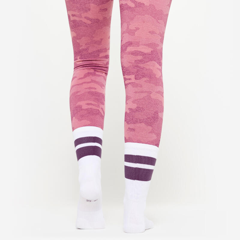 Chaussettes hautes de fitness, homme, violet