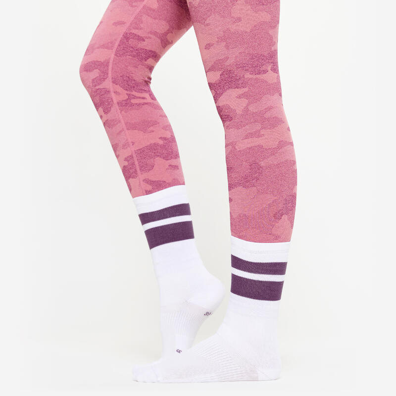 Chaussettes hautes de fitness, homme, violet