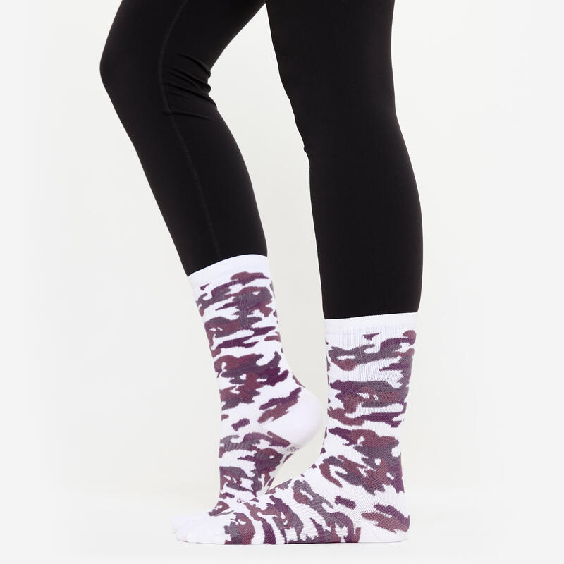 Chaussettes hautes de fitness, homme, violet