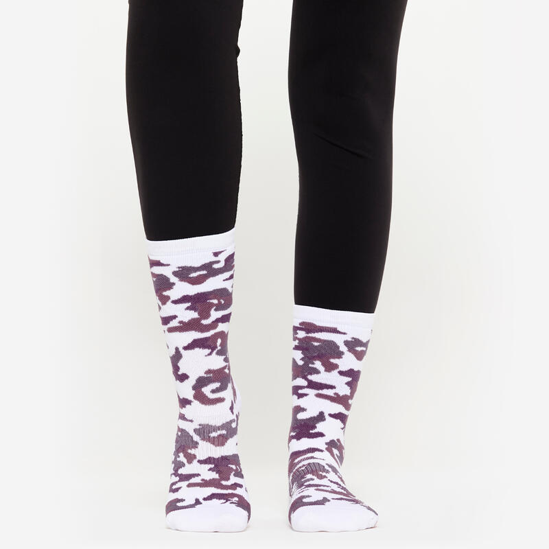 Chaussettes hautes de fitness, homme, violet