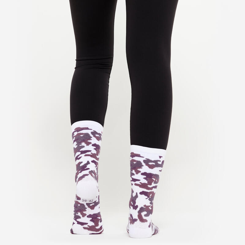 Chaussettes hautes de fitness, homme, violet