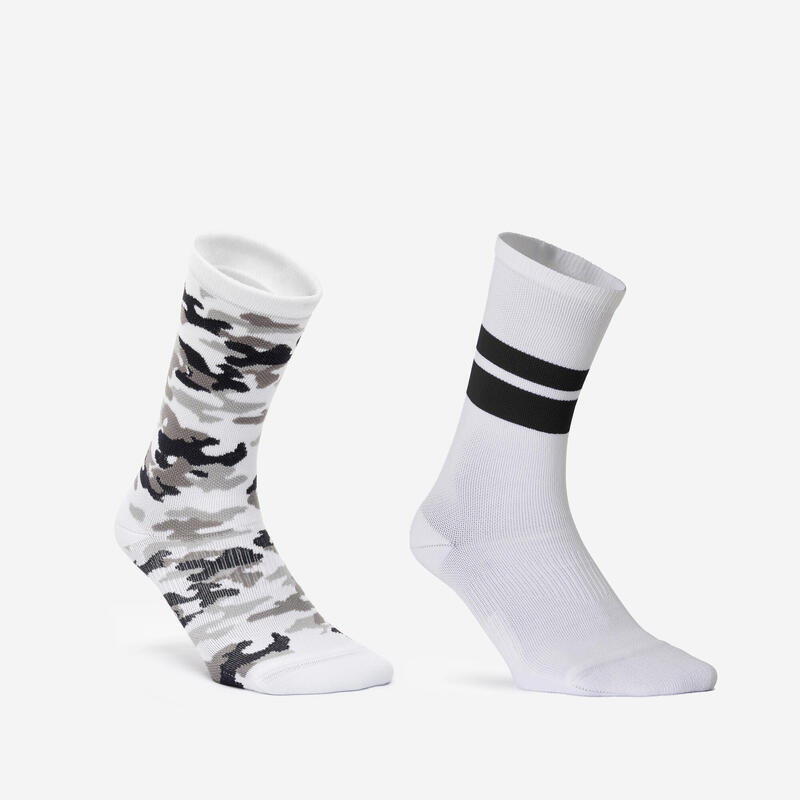 Chaussettes hautes de fitness, homme, noir