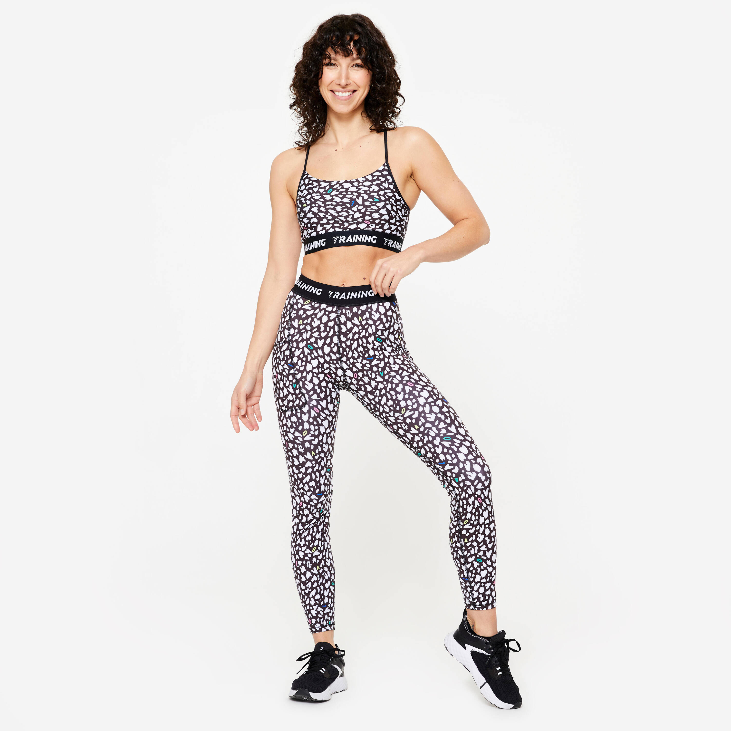 Women's High-Waisted Dance Leggings - Black Print -  2