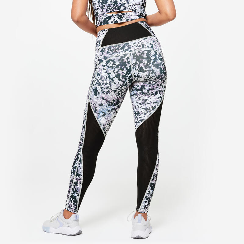 Sportleggings Damen mit hohem Taillenbund figurformend - bunt