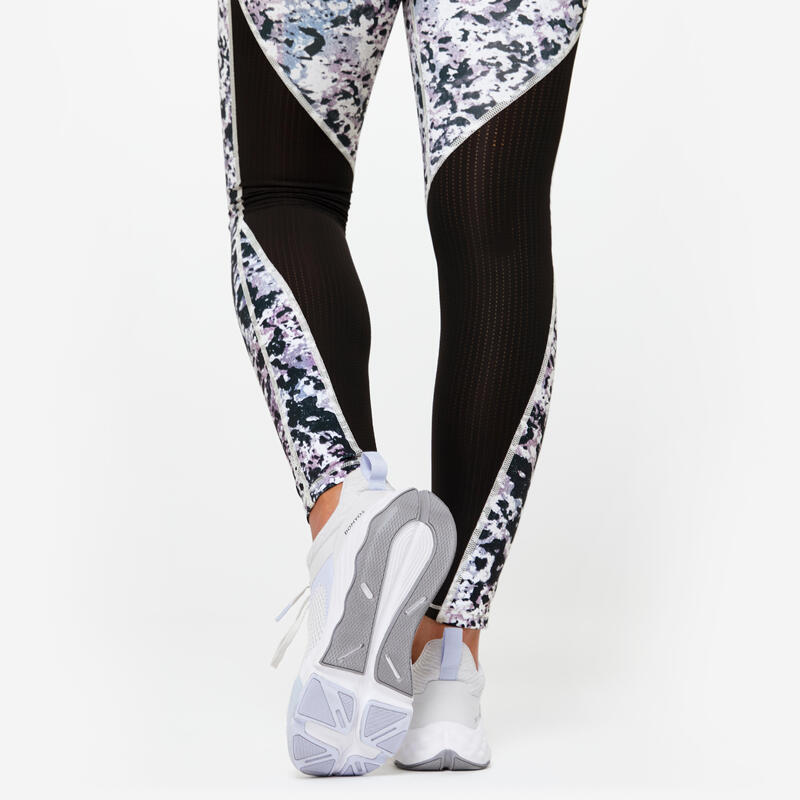 Sportleggings Damen mit hohem Taillenbund figurformend - bunt