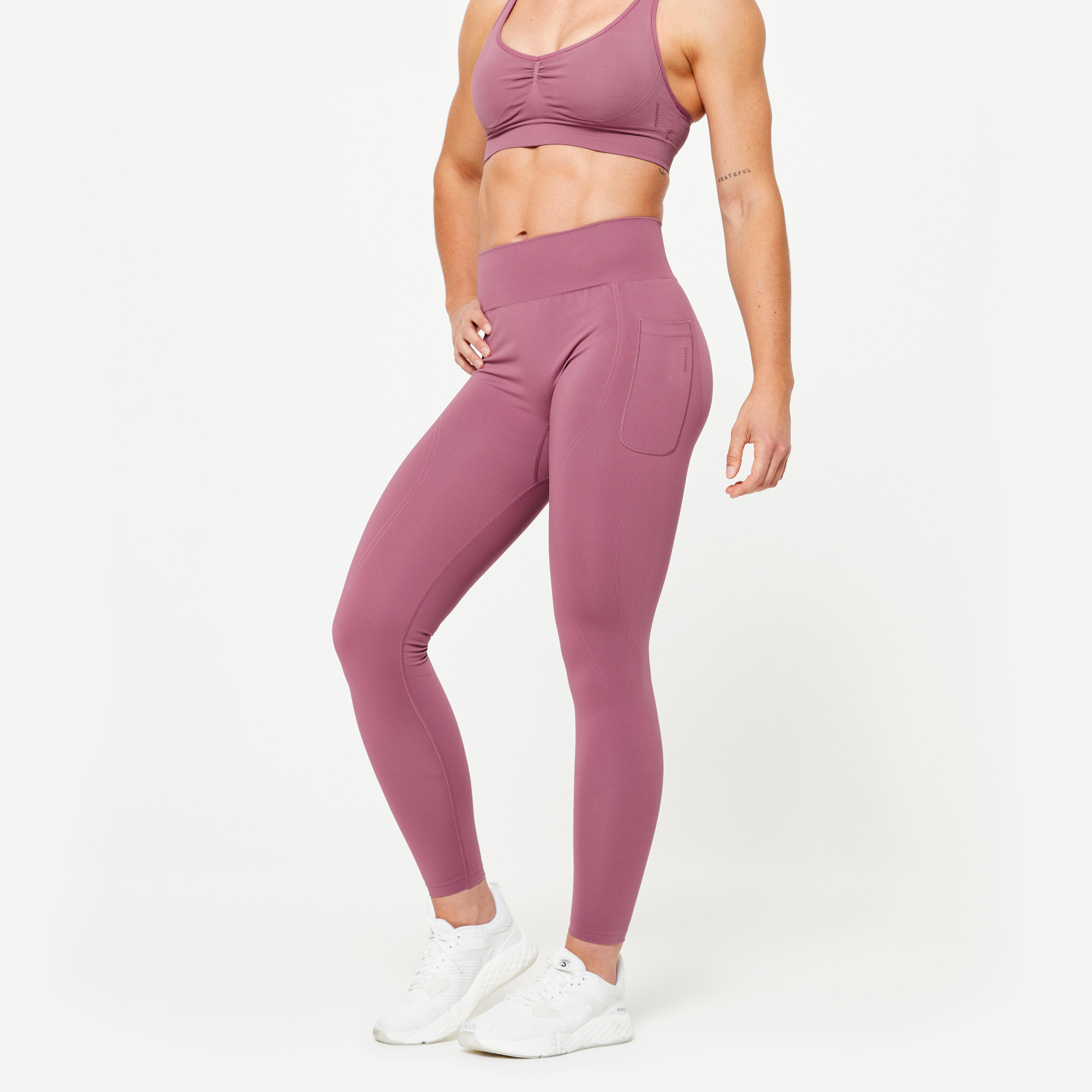 Women's high-waisted push-up leggings - purple