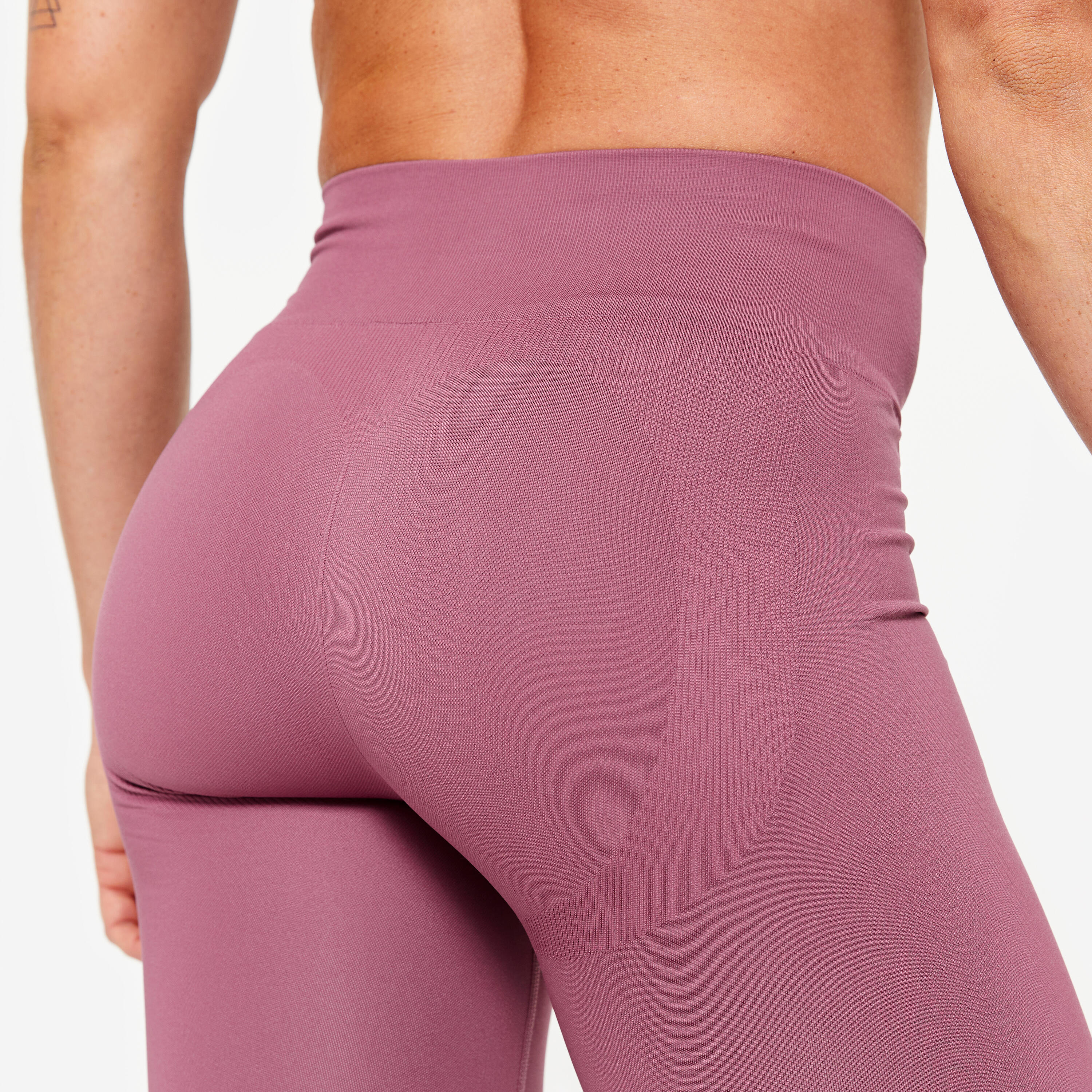 DOMYOS Leggings Mujer Violeta Sin Costuras Efecto Push Up Talle Alto