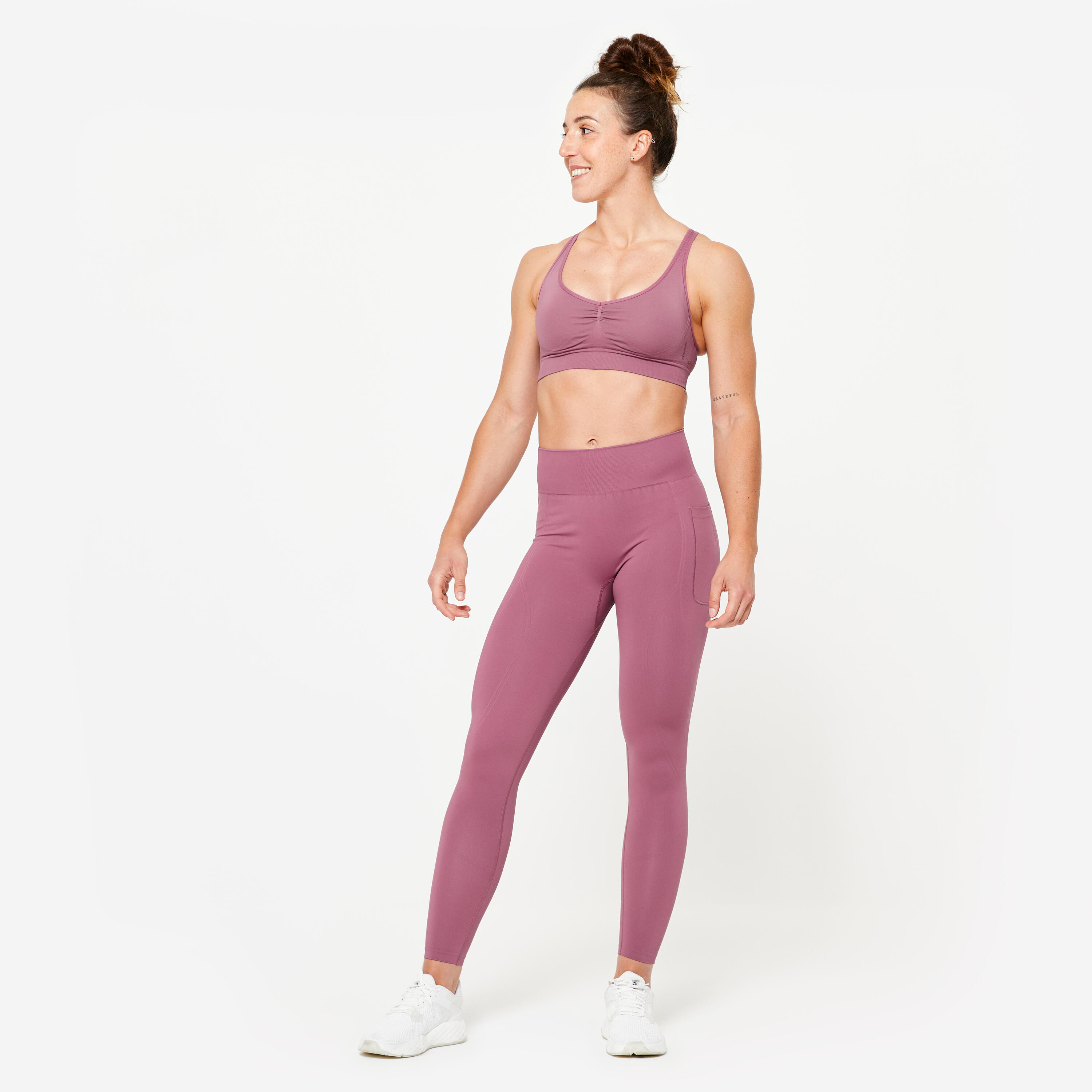 Leggings "Push-up" de Fitness Cintura Subida Mulher Violeta 2/7