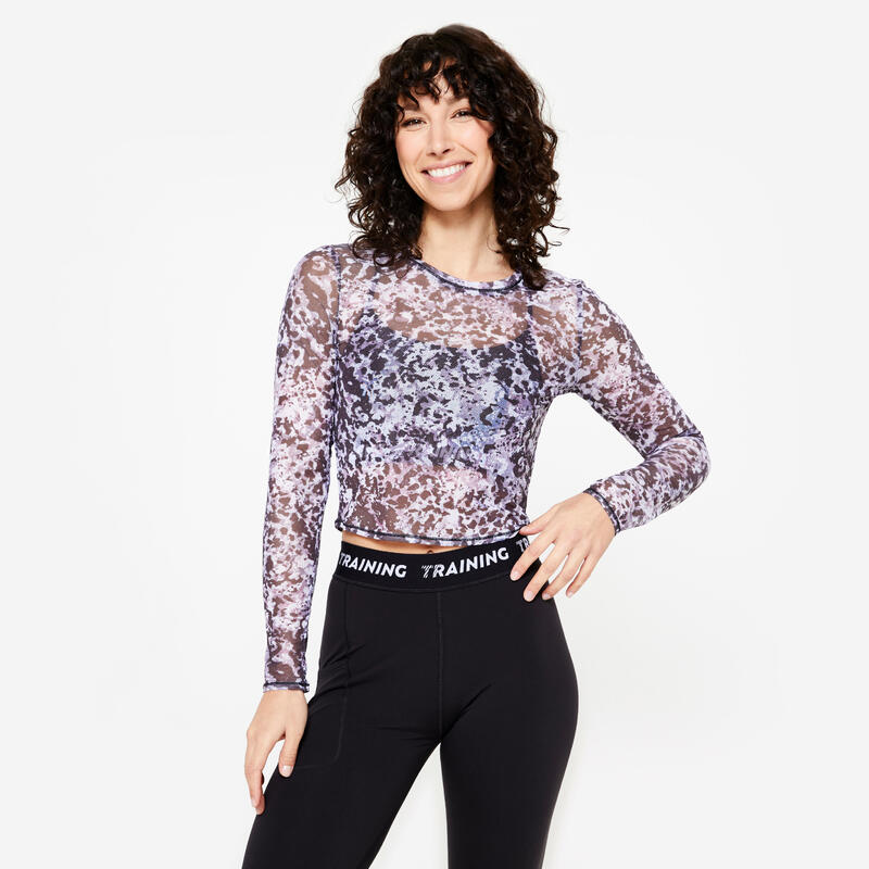 Cropped shirt met lange mouwen veelkleurig