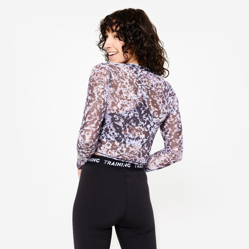 Cropped shirt met lange mouwen veelkleurig