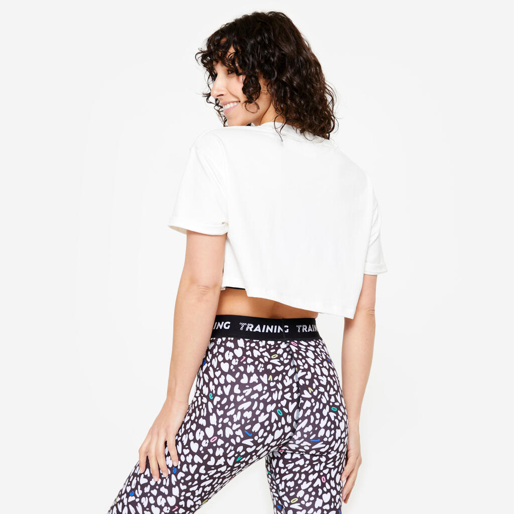 T-Shirt Damen Crop Top Loose - weiß