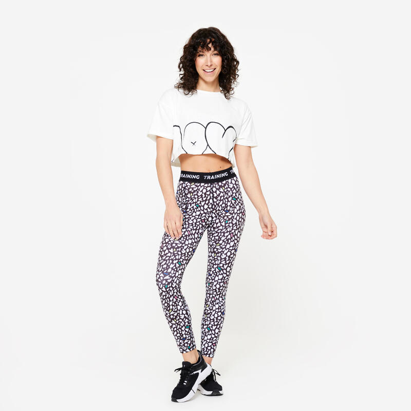 Női fitnesz crop top, loose - 500-as 