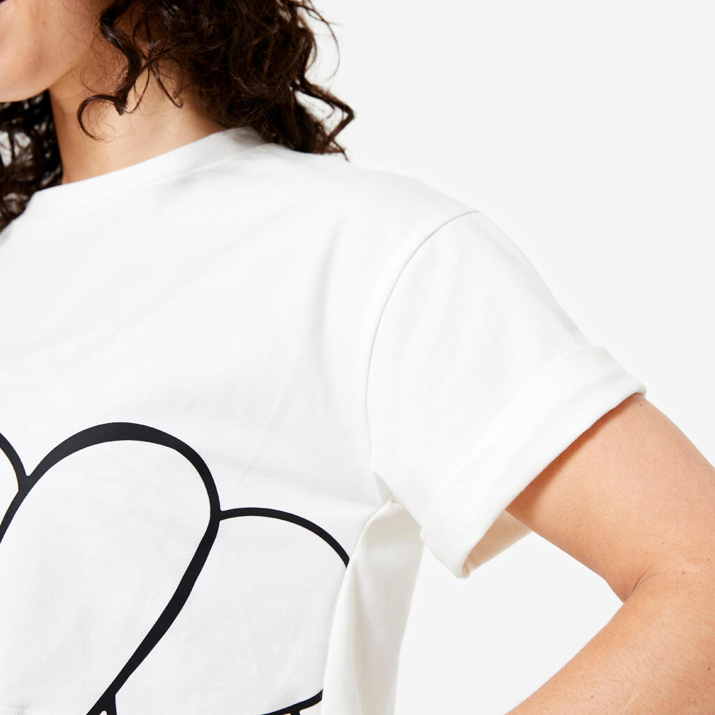 T-Shirt Damen Crop Top Loose - weiß