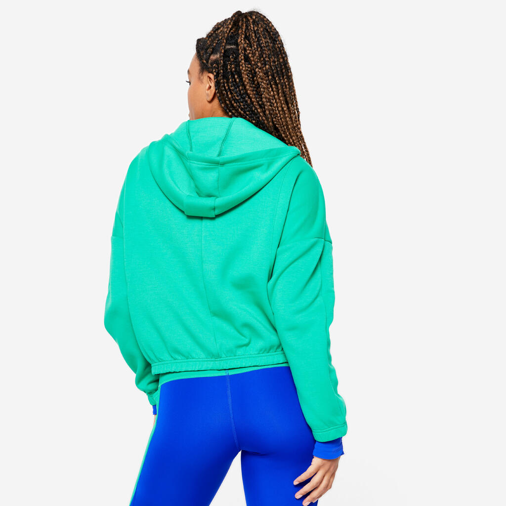 Women's Long-Sleeved Fitness Hooded Jacket - White