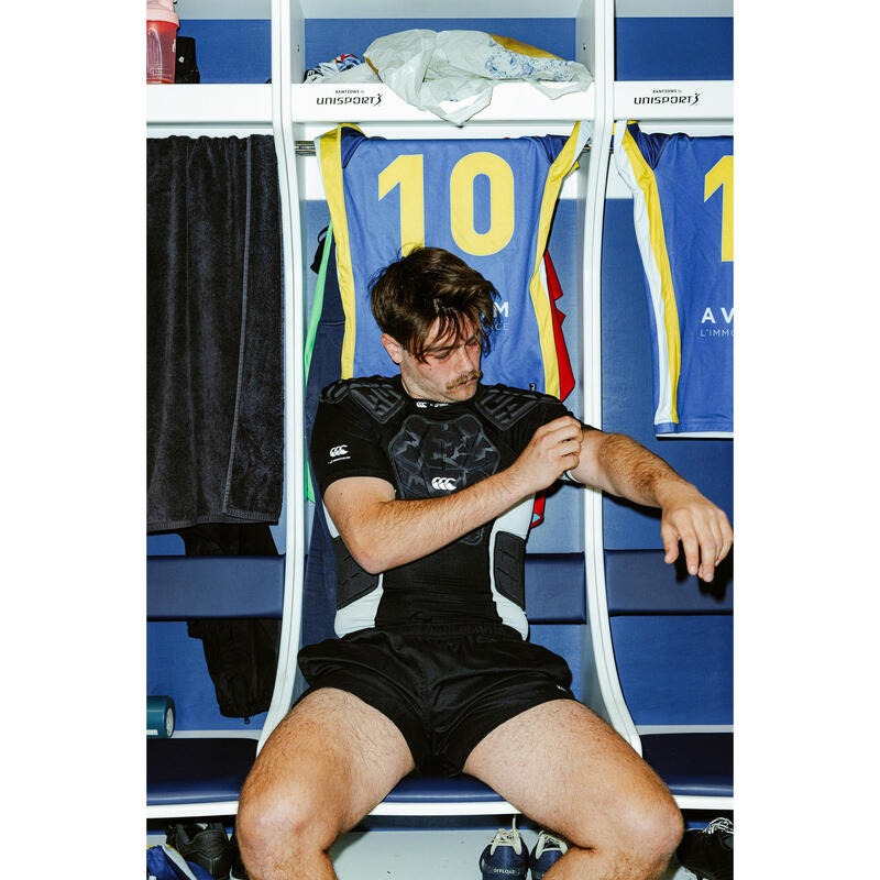 Tricou protecție umeri rugby R900 Decathlon Canterbury Negru Bărbați