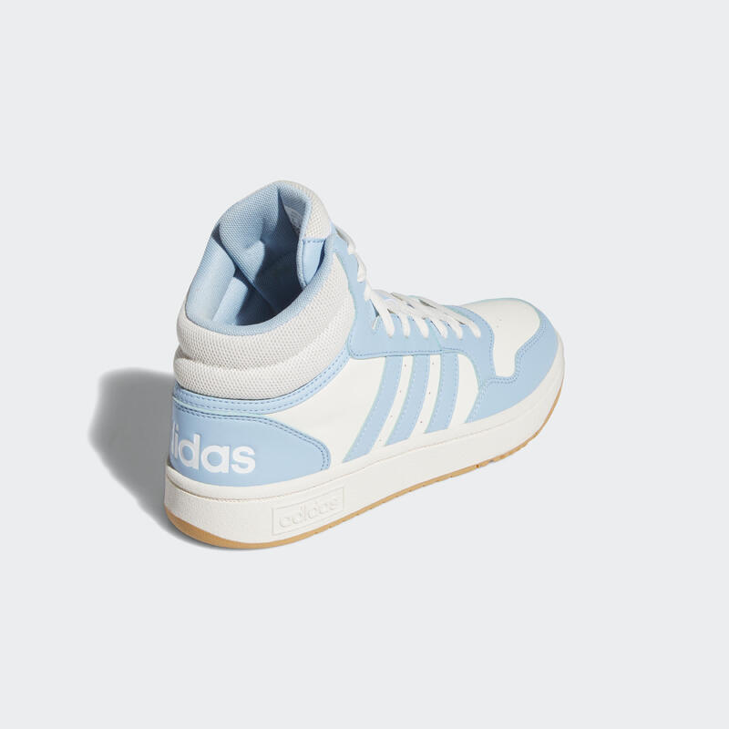 Chaussure femme, Hoops 3.0 mid blanche et bleu