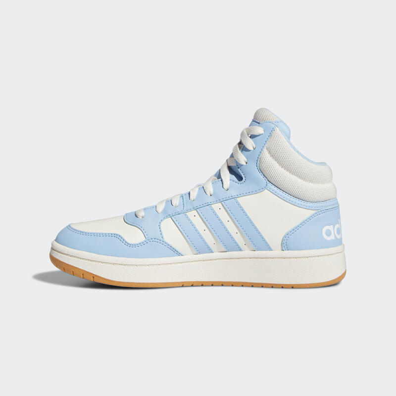 Chaussure femme, Hoops 3.0 mid blanche et bleu