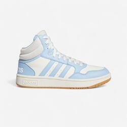 Chaussure femme, Hoops 3.0 mid blanche et bleu