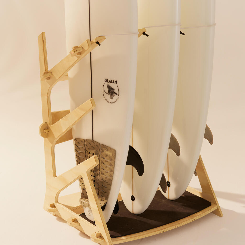 Free-standing SURFBOARD RACK for 3 boards store vertically or horizontally