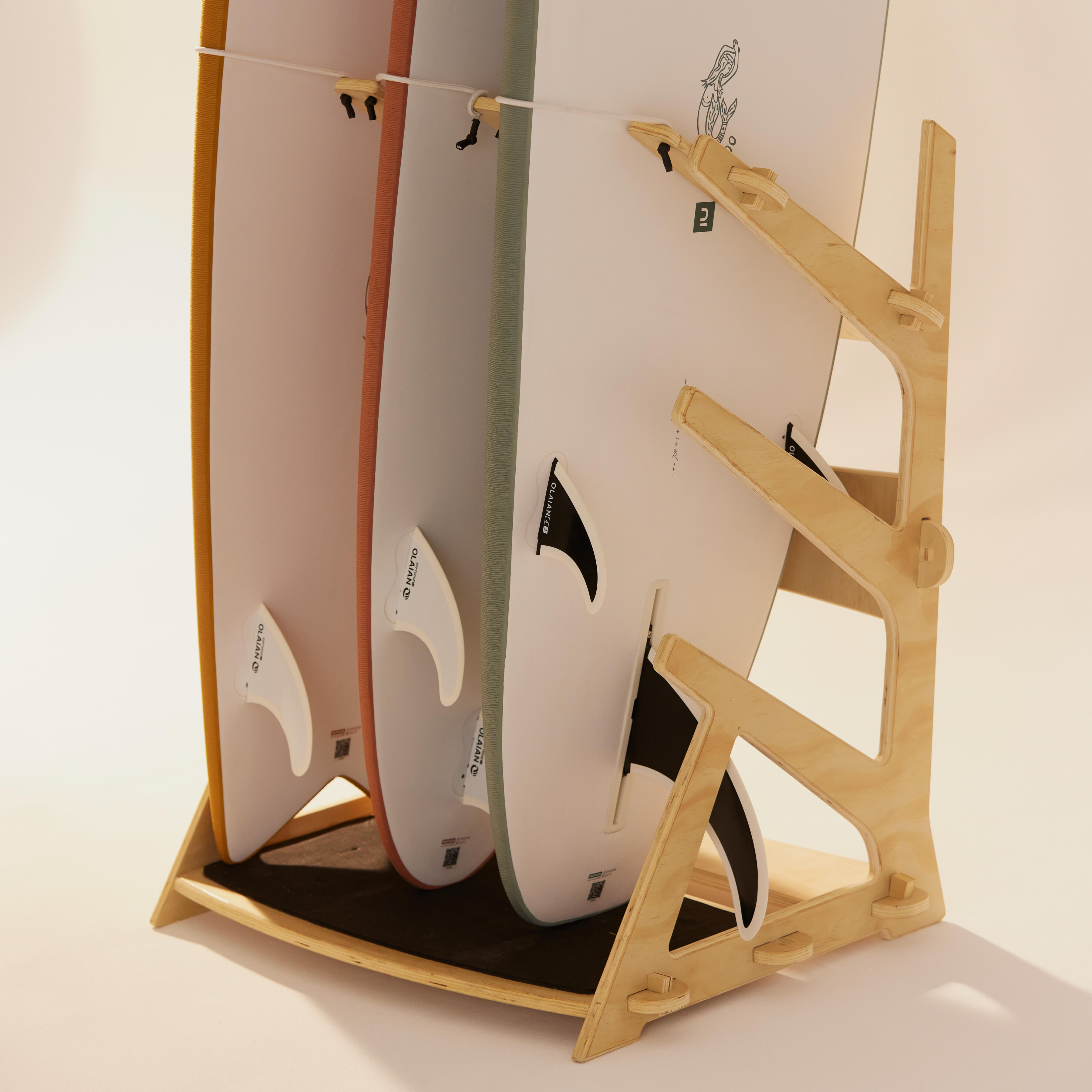 Support Mural Pour Planches De Surf - Râtelier Vertical 6 Planches, Acier Carbone, Cordon Élastique - 8