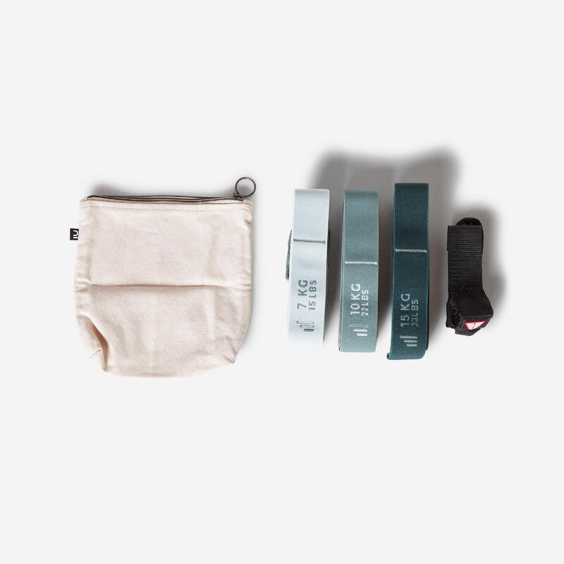 Elastikbänder 3er-Set Textil Widerstand 7-10-15 kg - Toneband 