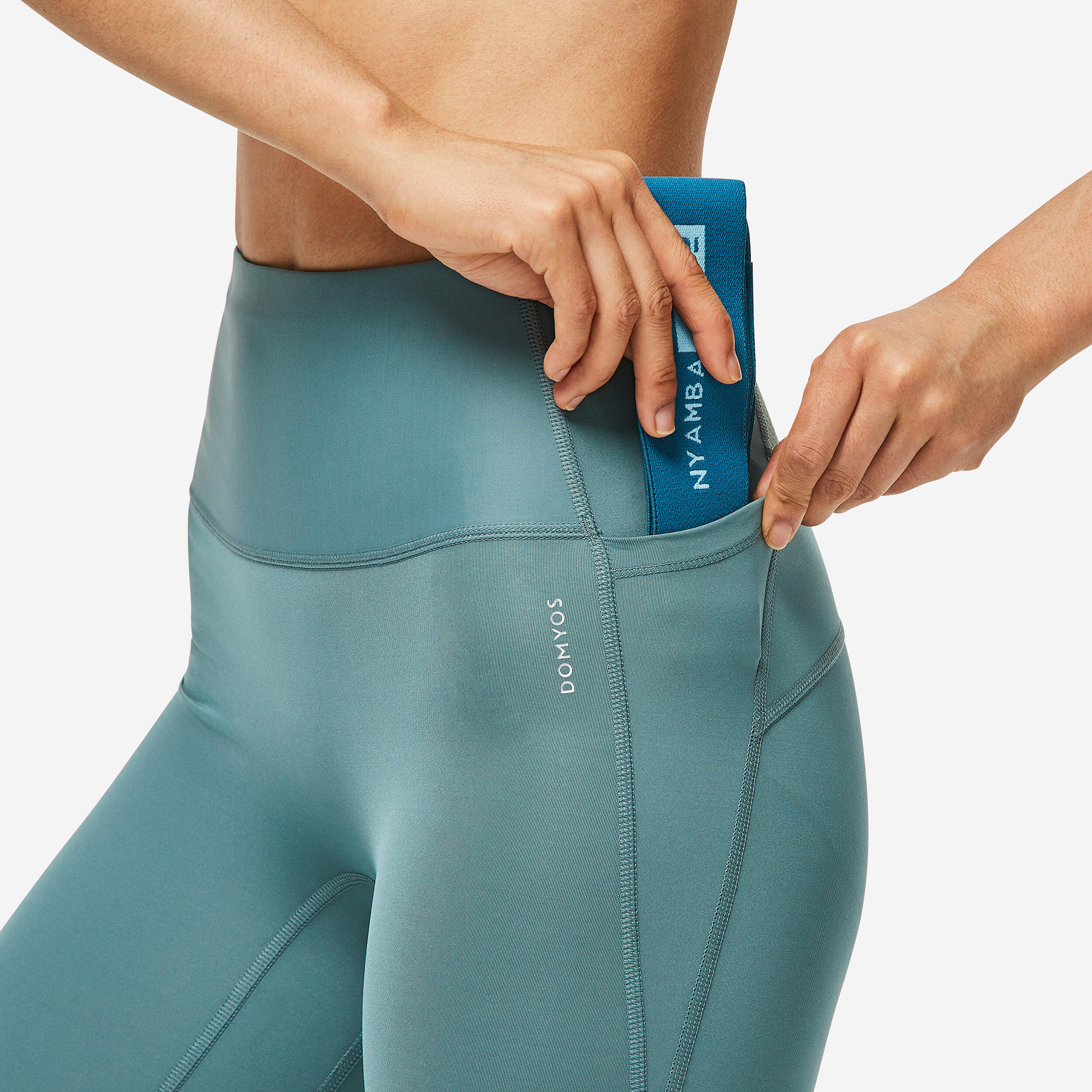 Elastico fitness MINIBAND LIGHT resistenza 5kg tessuto turchese 6/7