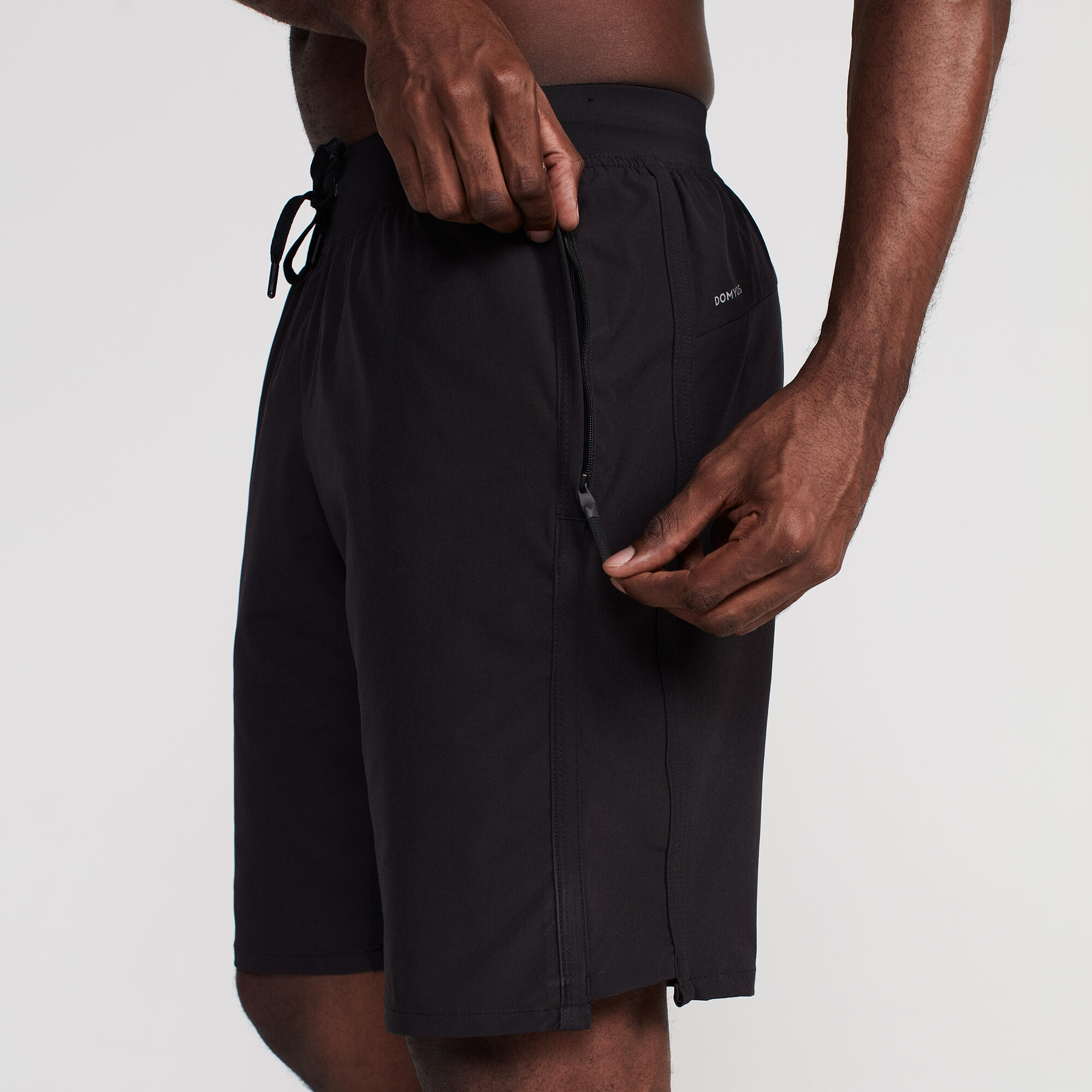 Men's Zip Pocket Breathable Fitness Shorts - Black