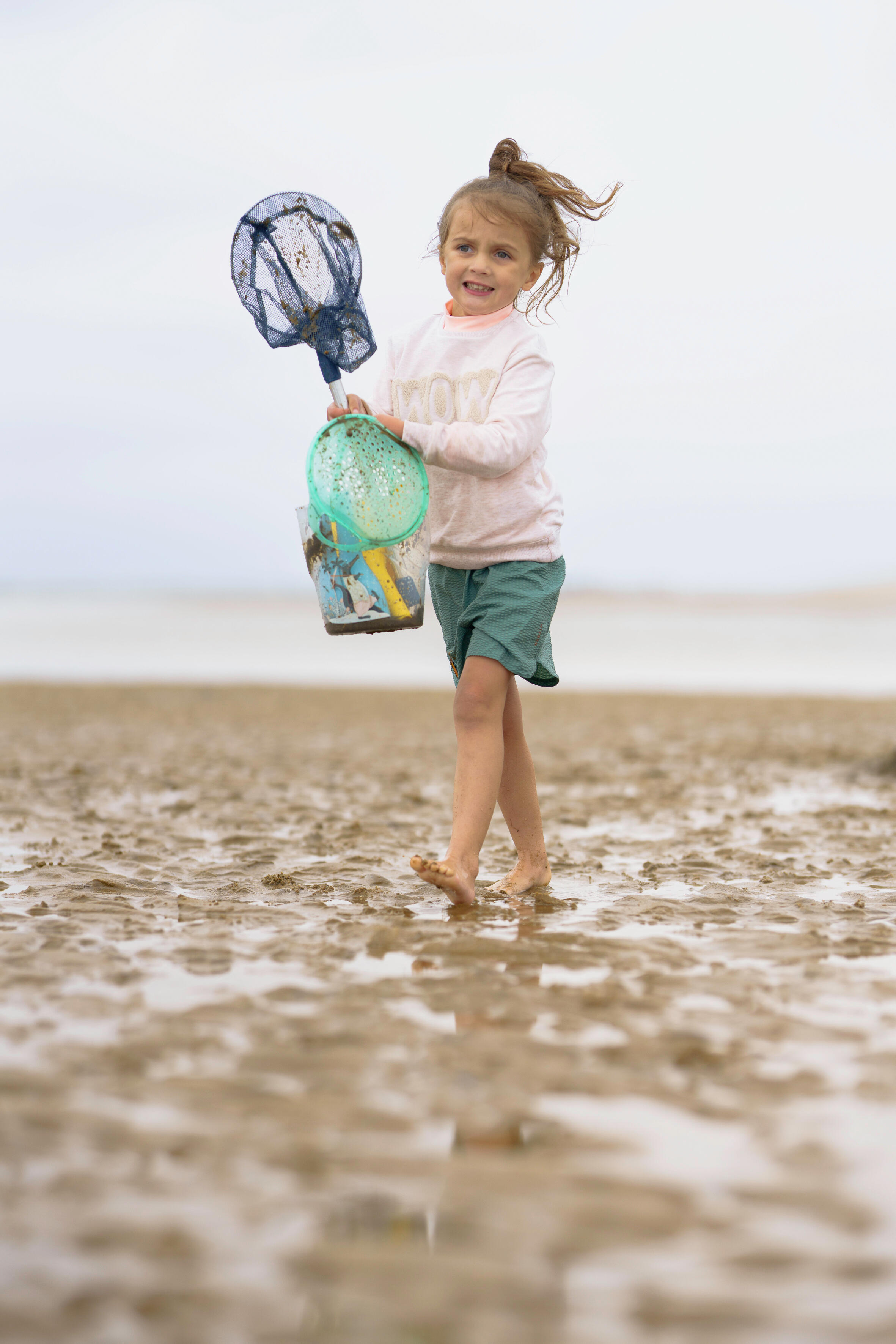 Kit découverte de la pêche seau et épuisette Menthe 5/7