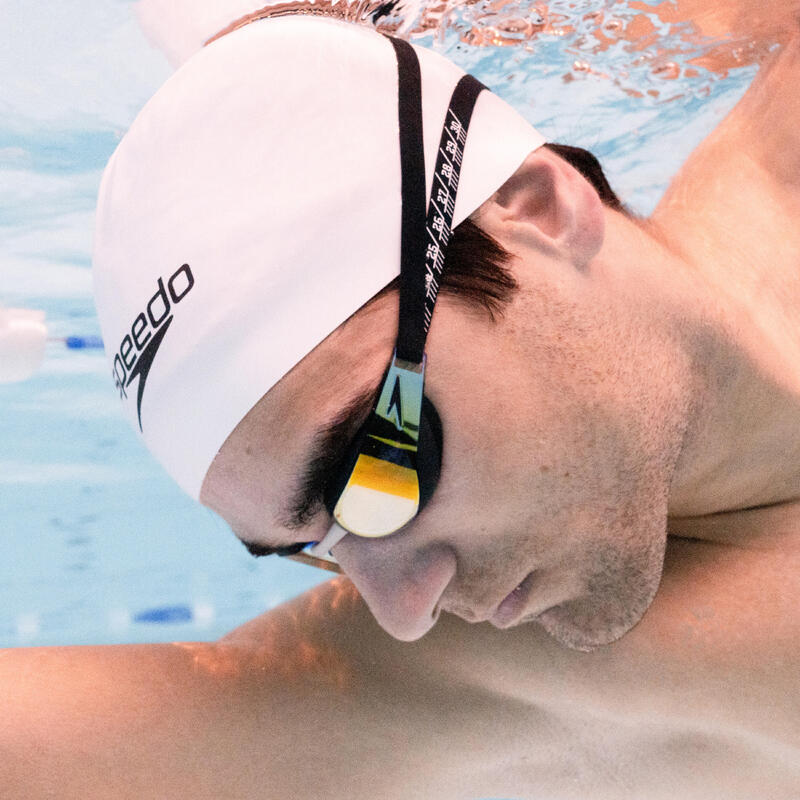 Gafas Natación Speedo Fastskin Negro Cristales Espejo Dorados