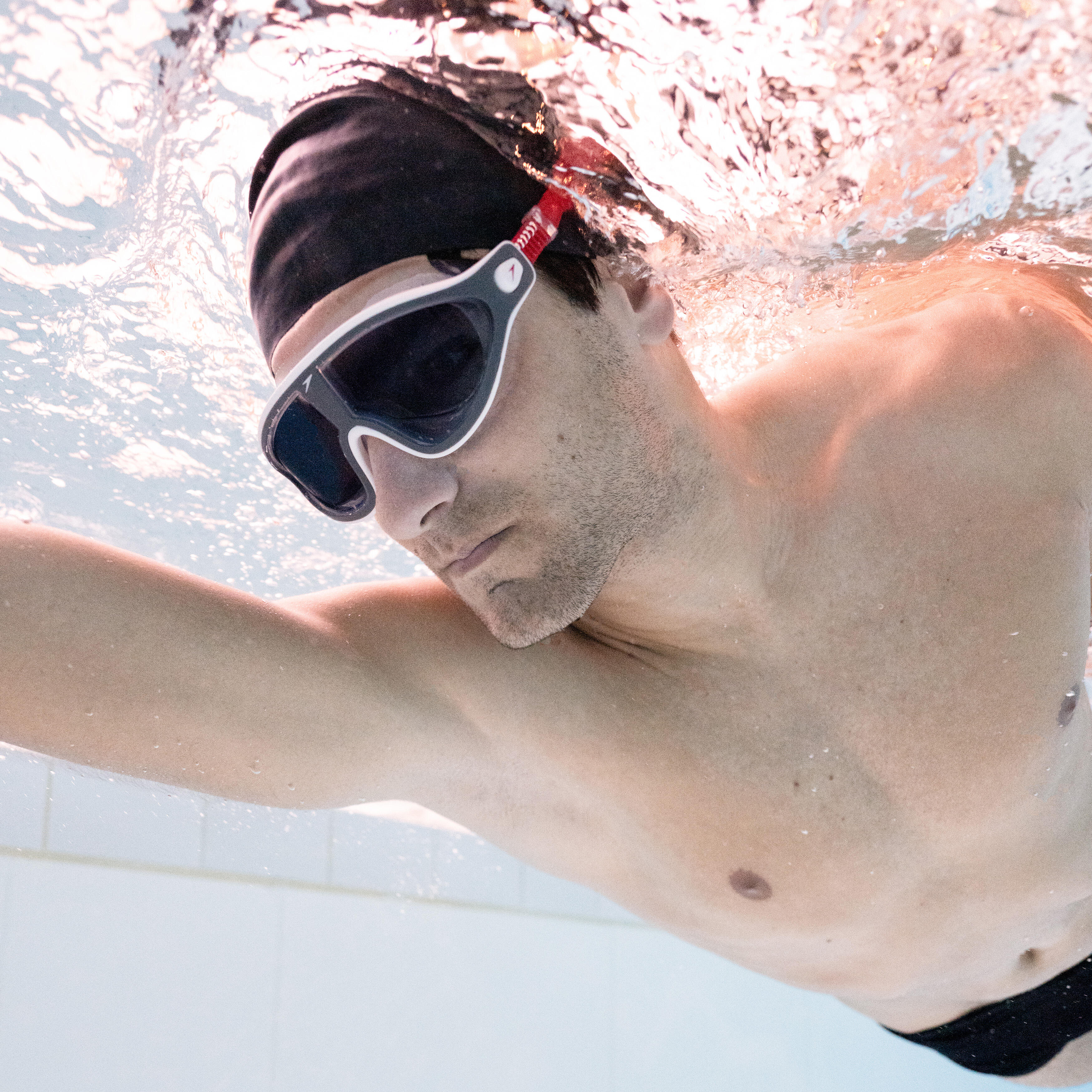 Swimming Mask SPEEDO RIFT Smoked Glasses Red Grey