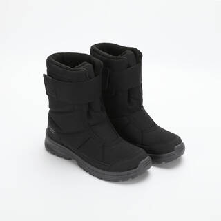 Kids’ warm, waterproof snow boots, sizes UK JR 7-5, SH100 rip-tab Black